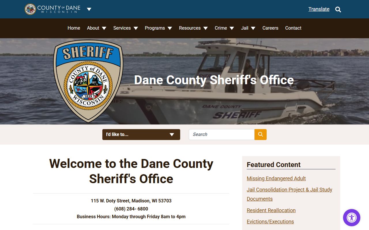Dane County 24 Hour Booking records at the Dane County Sheriff's Office