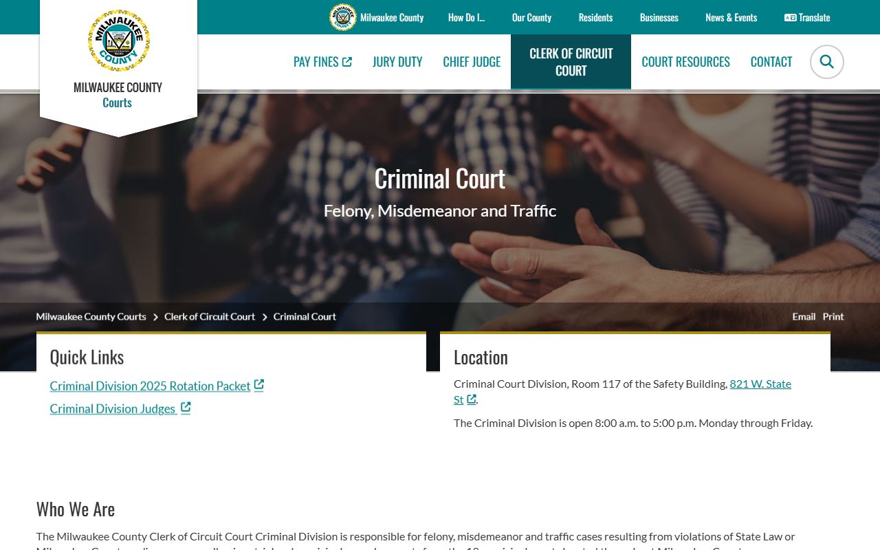 Milwaukee County 24 Hour Booking criminal court
