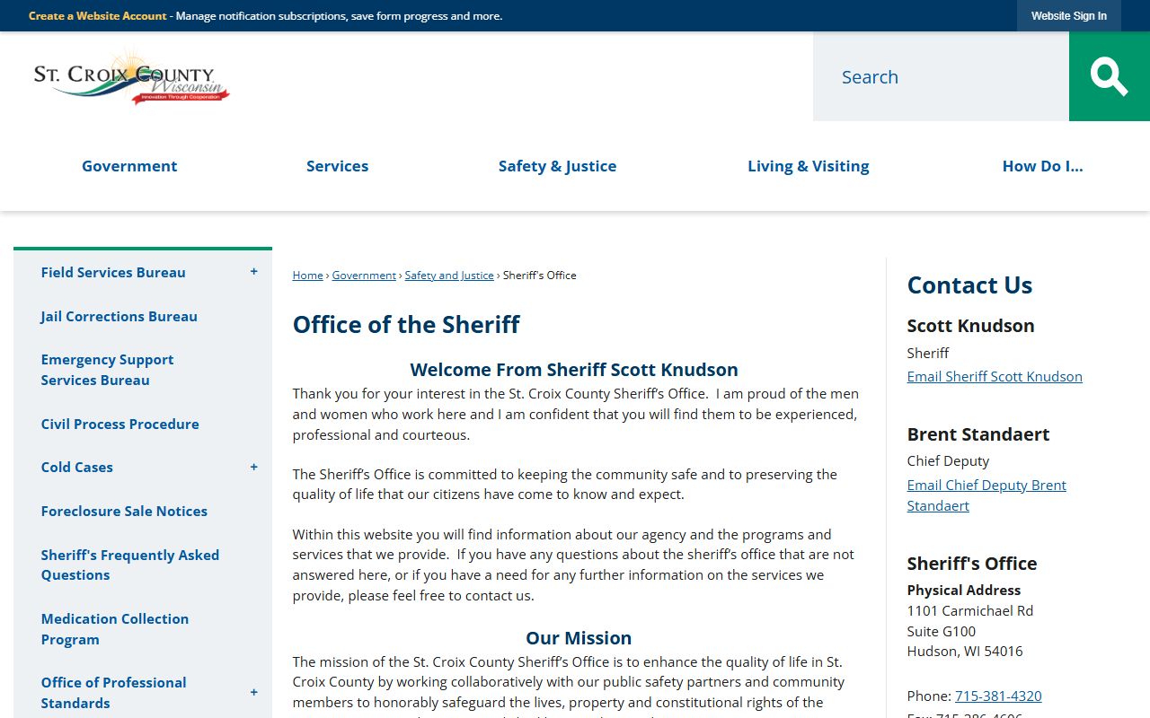 St. Croix County 24 Hour Booking sheriff office