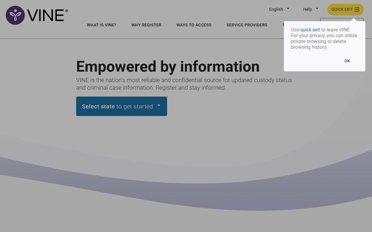 Wisconsin 24 Hour Booking VINE notification system
